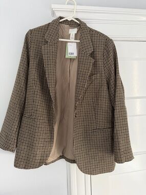H&M Brown Houndstooth Blazer Jacket